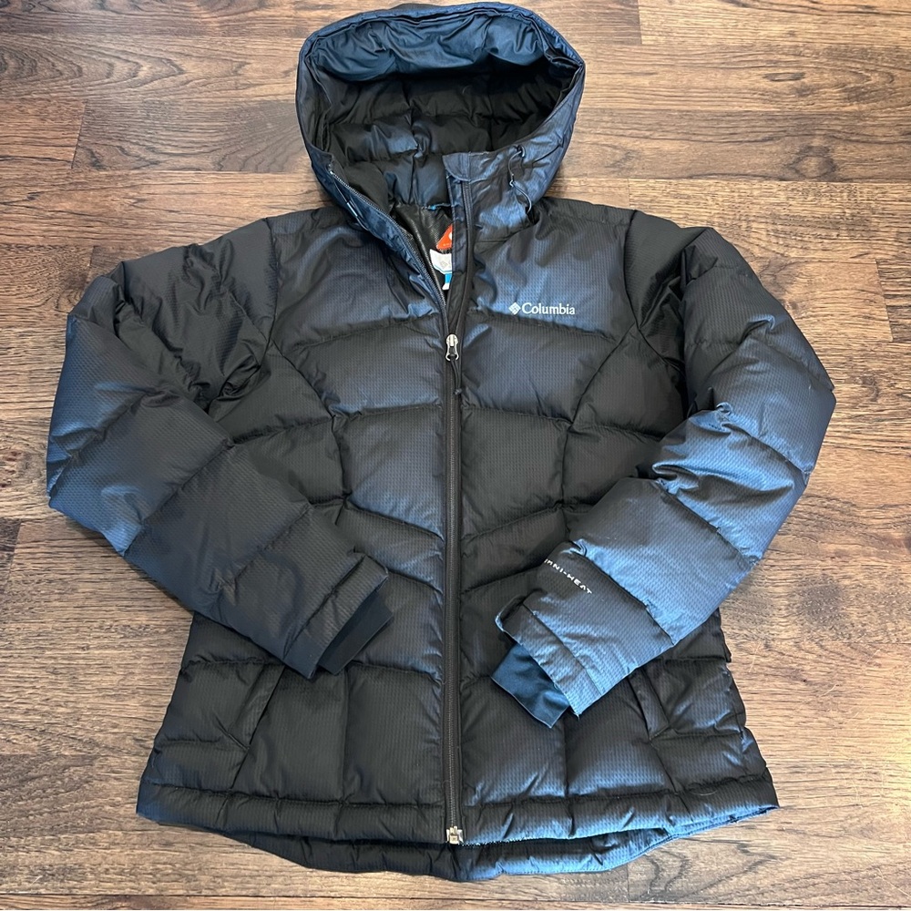COLUMBIA Womens Omni-heat Puffer Jacket XS Black Quilted Down Fill